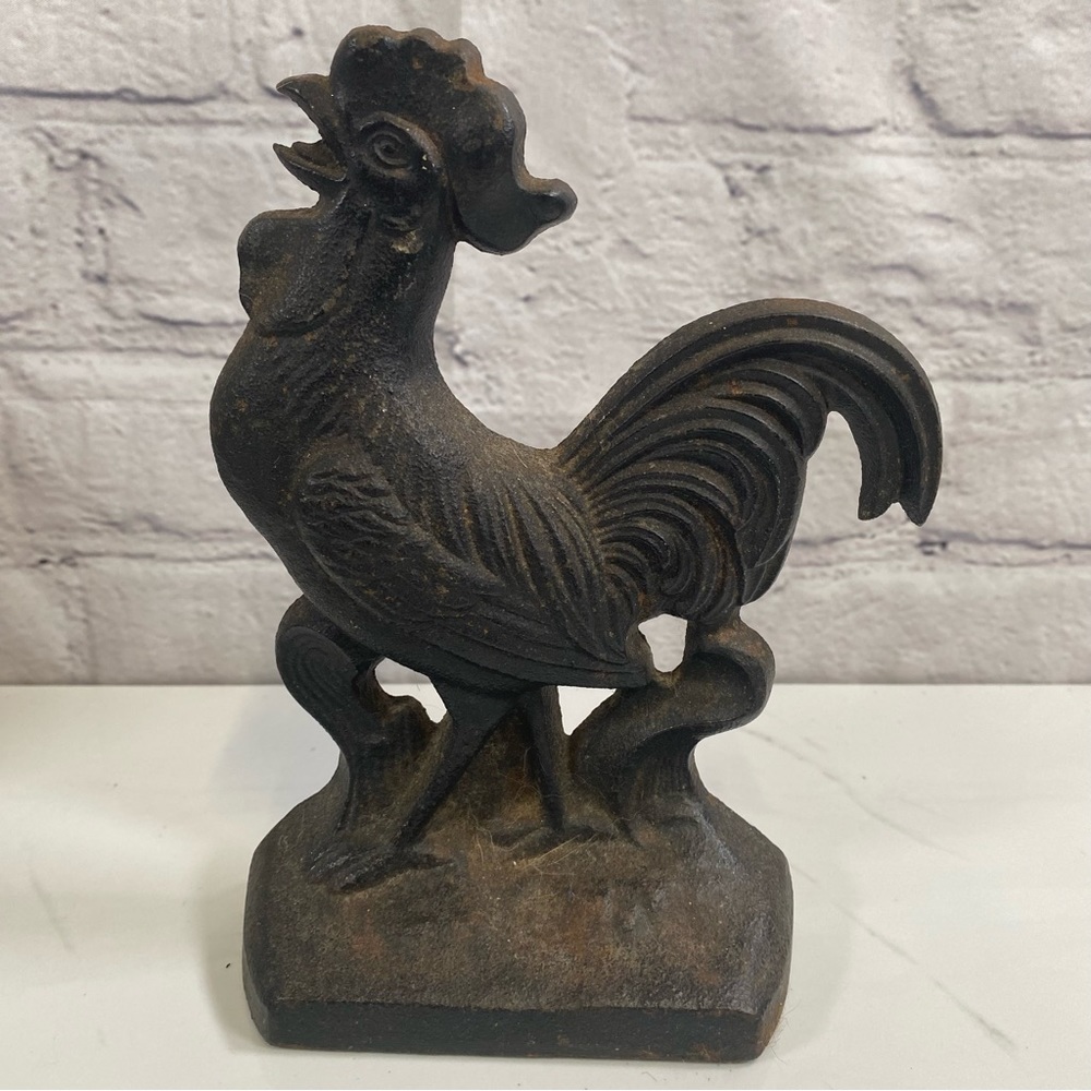 Cast Iron Rooster Virginia MetalCrafters OSV Stamped Bookend Door Stop Figure